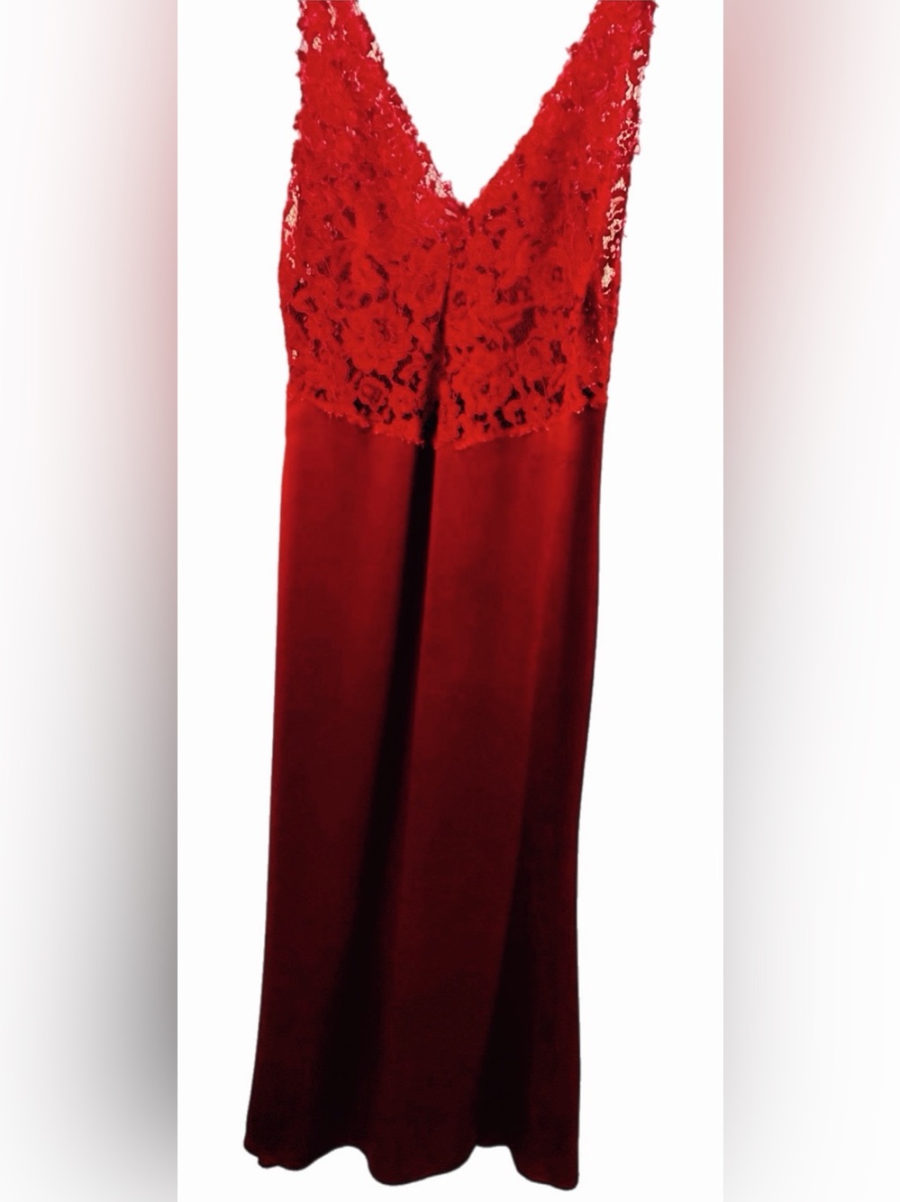Reformation Red Lace V-Neck Maxi Dress 4 flaws